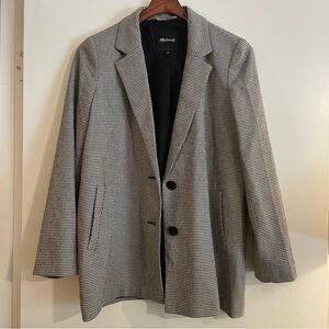 Madewell Dorset Blazer Jacket houndstooth grey black medium